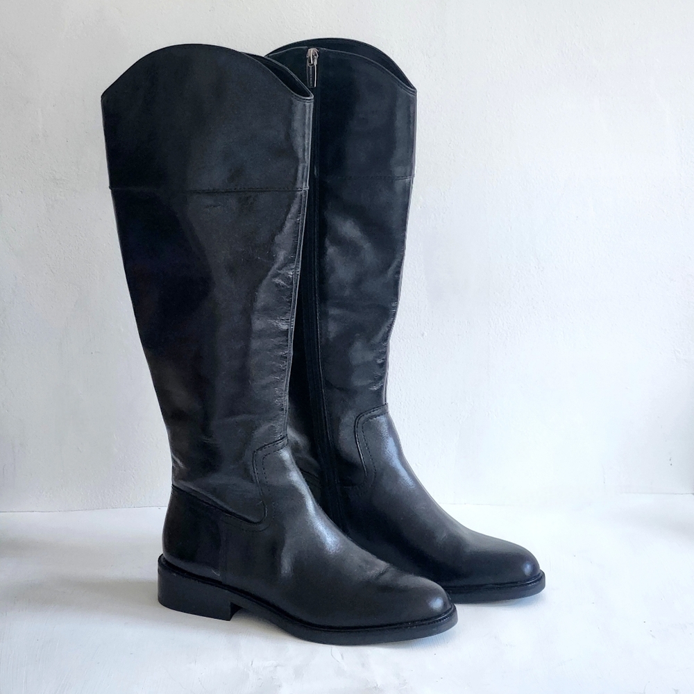 Vince Camuto Alfella Black Leather Riding Boot SZ 7.5 M NWOT